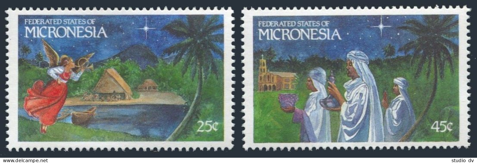 Micronesia 104-105, MNH. Mi 172-173. Christmas 1989. Heralding Angel, Wise Men. - Micronésie