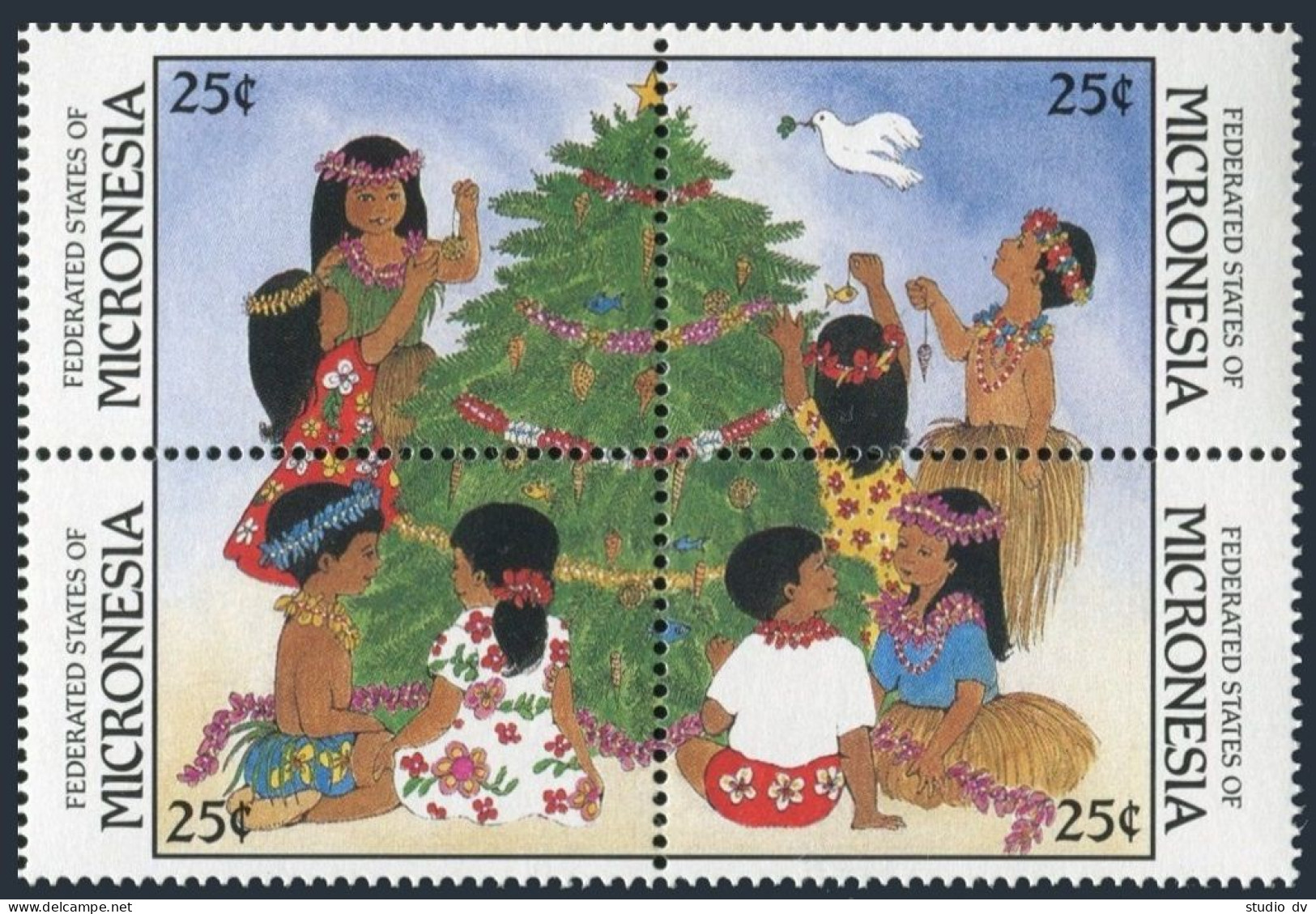 Micronesia 67-70a, MNH. Mi 97-100. Christmas 1988. Children Decorating Tree. - Micronésie