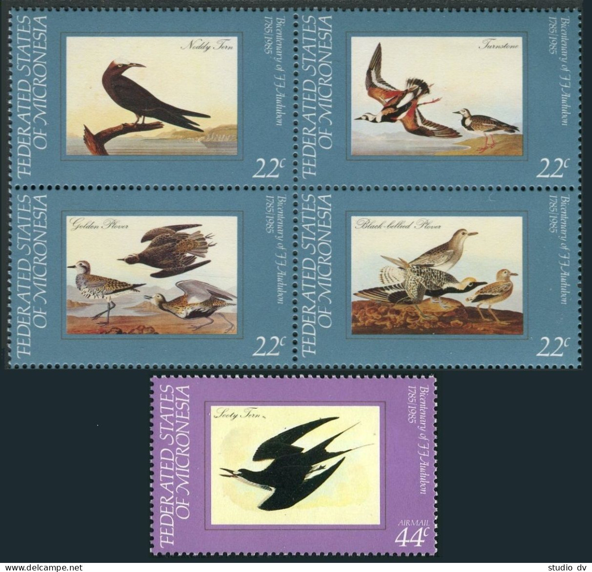 Micronesia 25-28,C15,MNH.Michel 40-44. Birds 1985:Noddy Tern,Turnstone,Plovers, - Micronesia