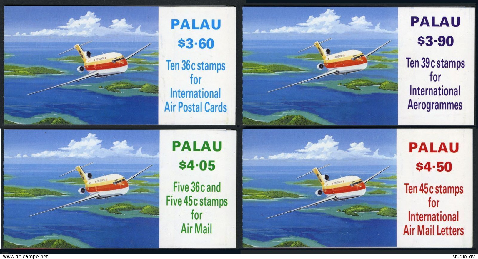 Palau C18a,C19a,C20a,C20b Booklets,MNH.Michel 278-280A MH. Aircraft 1989. - Palau