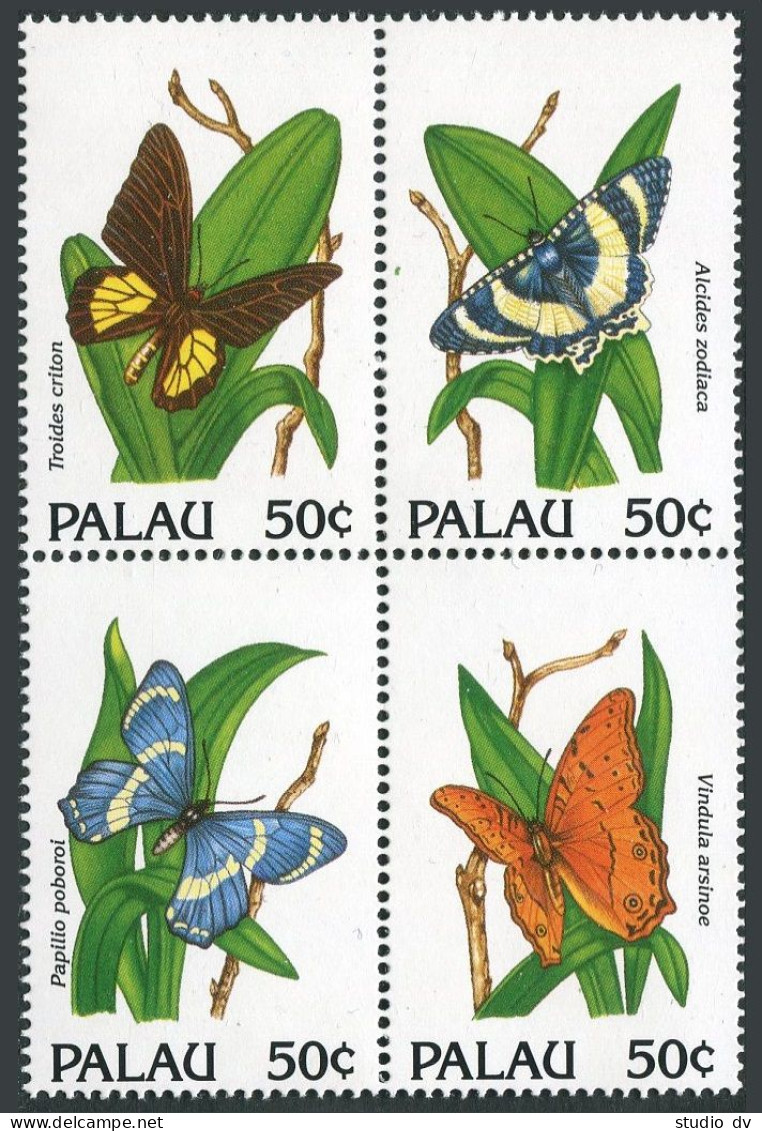 Palau 300 Ad Block, MNH. Michel 516-519. Butterflies 1992. - Palau