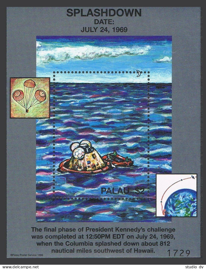 Palau 517 Af,518-521 Sheets, MNH. Apollo 11, 30th Ann. 1999. - Palau