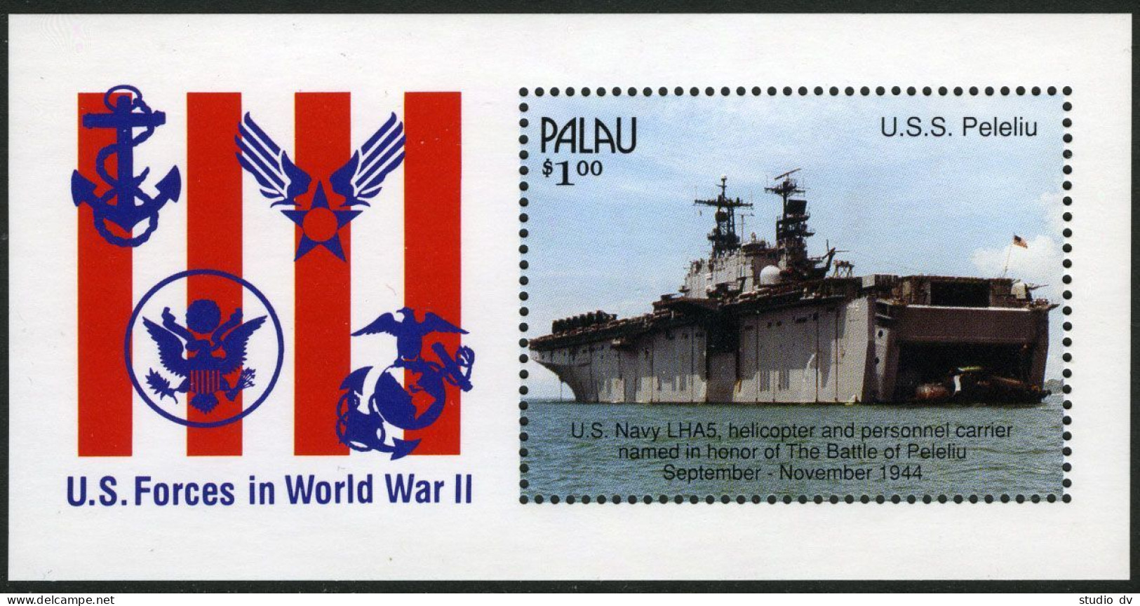 Palau 254-257a,258, MNH. Mi 402-405,Bl.8. US Forces In Palau,1944. Planes,Ships. - Palau