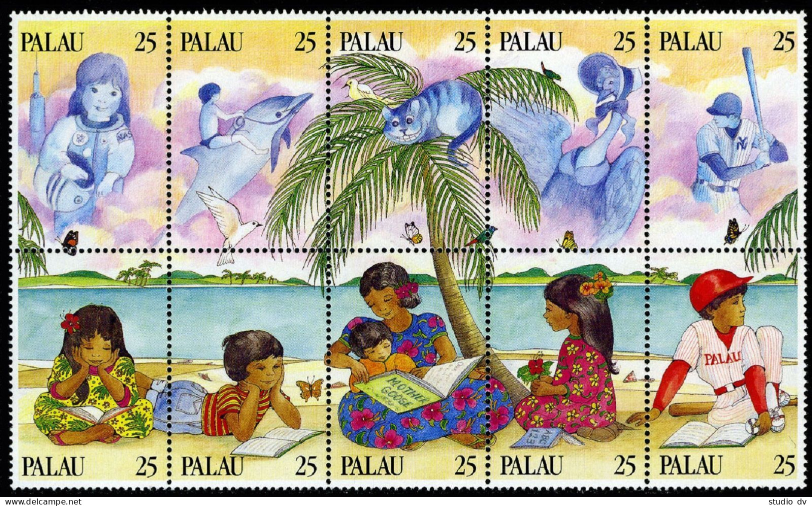 Palau 220 Aj,MNH.Michel 308-317, Imaginary Characters,1989.Dolphin,Butterfly - Palau