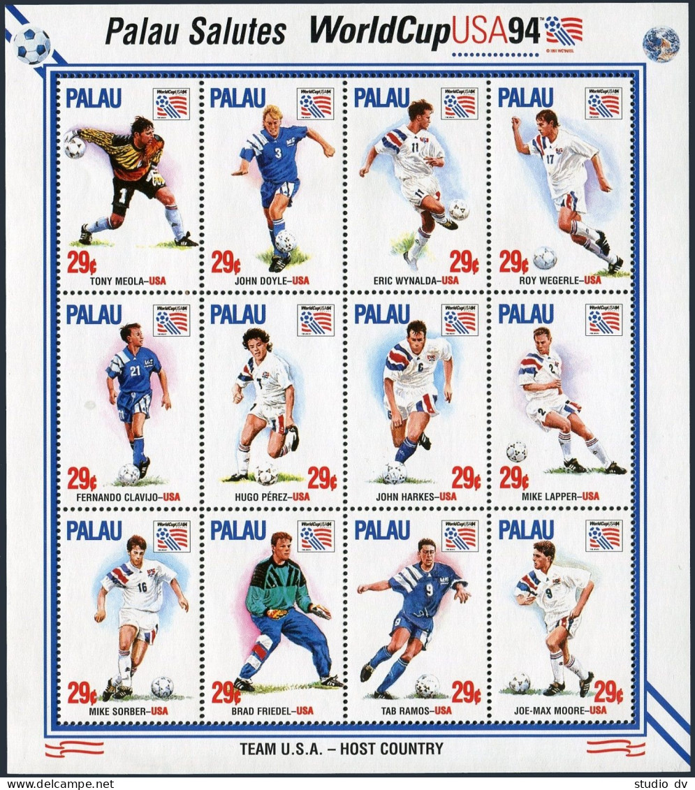 Palau 346-348 Al Sheets,MNH.Michel 804-839. World Cup Soccer,US-1994.Players. - Palau