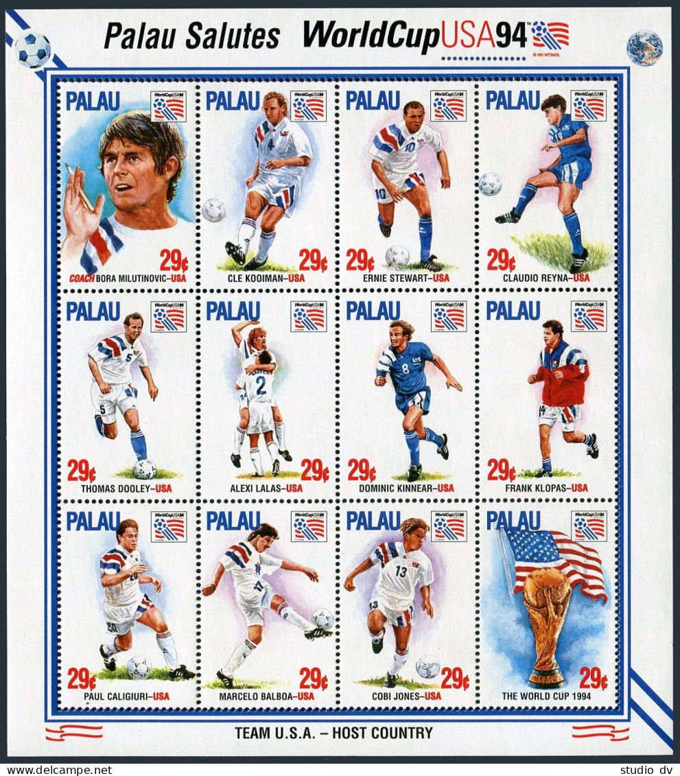 Palau 346-348 Al Sheets,MNH.Michel 804-839. World Cup Soccer,US-1994.Players. - Palau