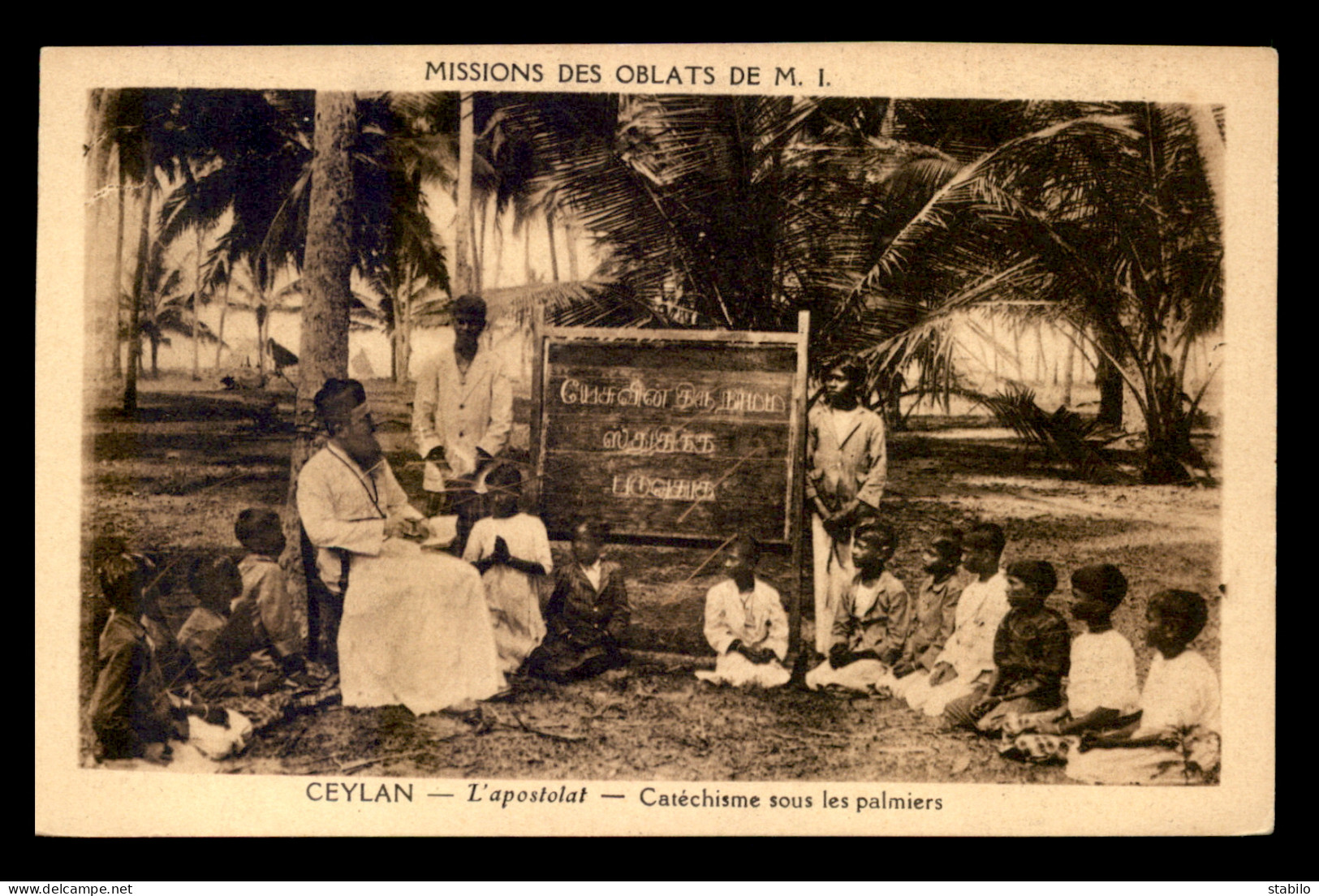 MISSIONS - CEYLAN - MISSIONS DES OBLATS DE M.I. - L'APOSTOLAT - CATECHISME SSOUS LES PALMIERS - Missioni