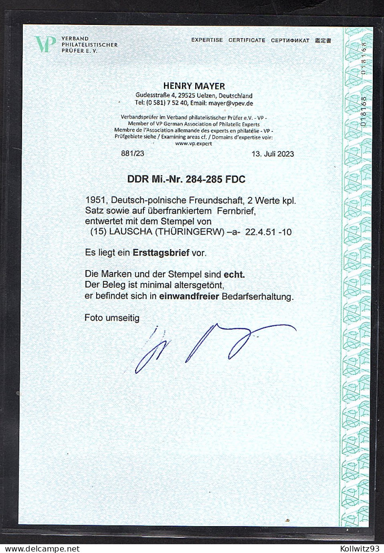 DDR. FDC. Mi.-Nr. 284 - 285 Als Fernbrief Gelaufen.. FA. Mayer - Other & Unclassified