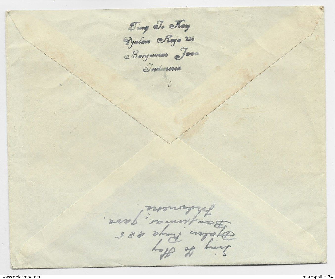 INDONESIA 25 SEN BANDE DE 3 LETTRE COVER BANYUMAS 6.8.1956 TO SUISSE - Indonesië