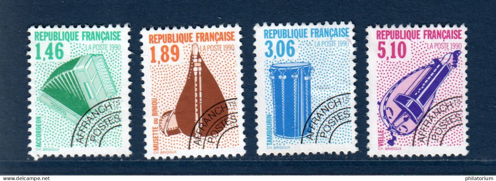 France Timbres Préoblitérés N° Yv  206, 207, 208, 209, Sans Gomme, Dentelés 13, Préo, Préoblitéré, - 1989-2008