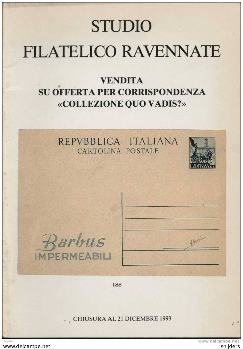 Studio Filatelico Ravennate 1993 - Cataloghi Di Case D'aste