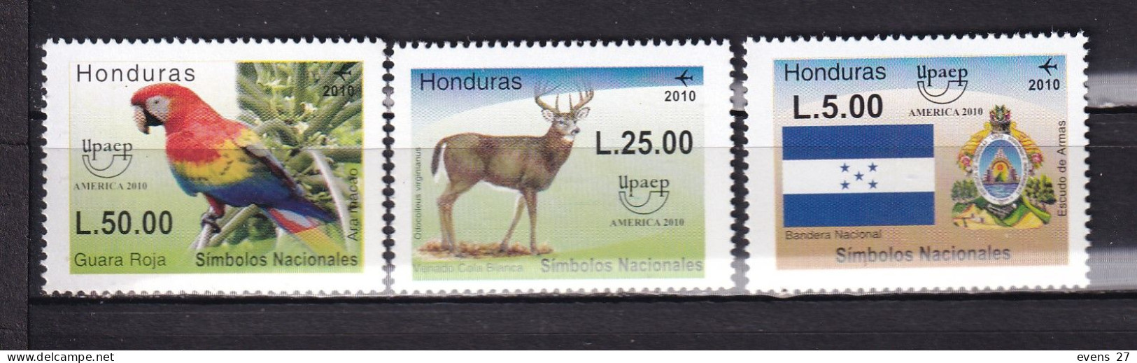 HONDURAS-2010-UPAEP-BIRD-DEER-FLAG-MNH - Honduras