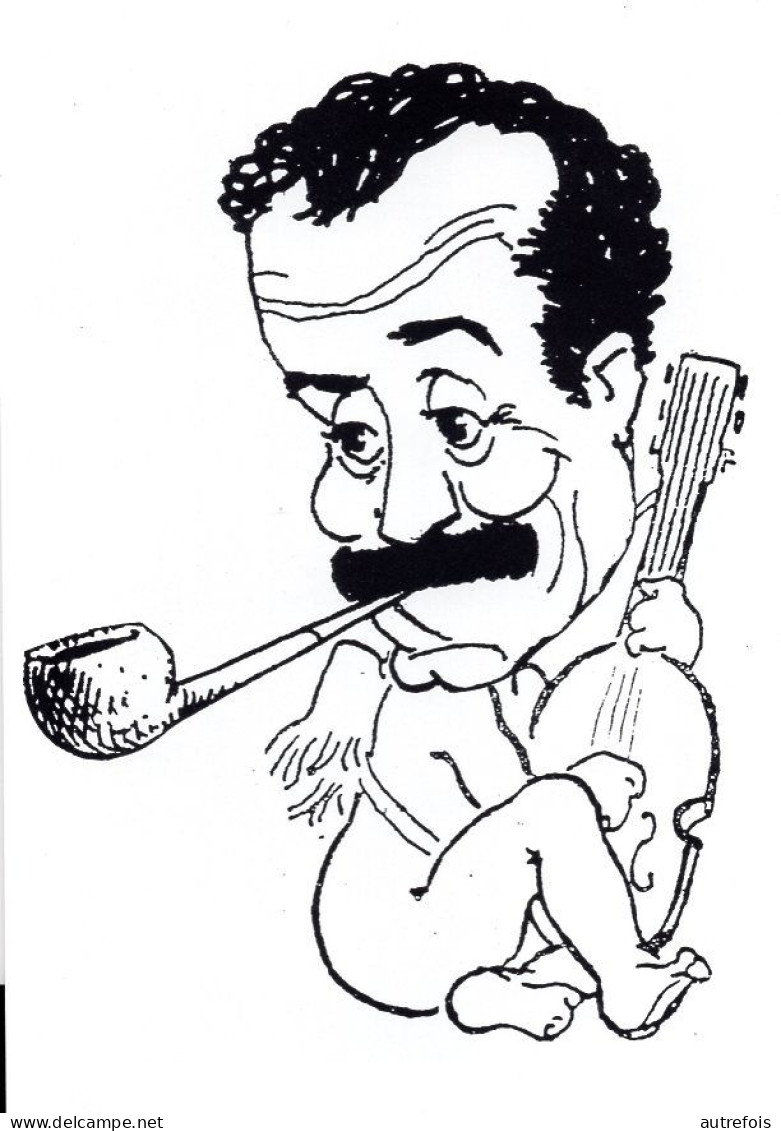 GEORGES BRASSENS  AVEC SA GUITARE ET SA PIPE  -  CARICATURE EDITION L ARTISTE ROI - Artisti