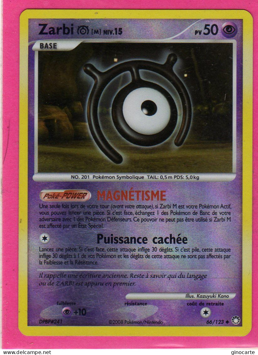 Carte Pokemon 2008 Diamant Et Perle Tresor Mysterieux 66/123 Zarbi 50pv Neuve Brillante - Diamant & Perle