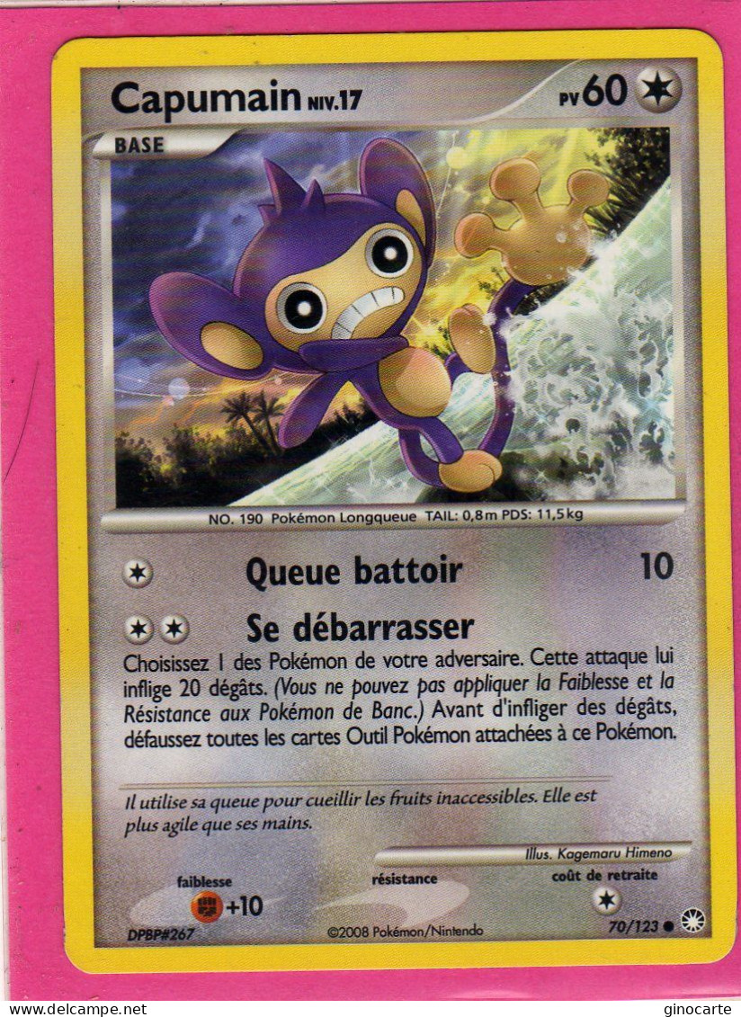 Carte Pokemon 2008 Diamant Et Perle Tresor Mysterieux 70/123 Capumain 60pv Bon Etat - Diamante E Perla