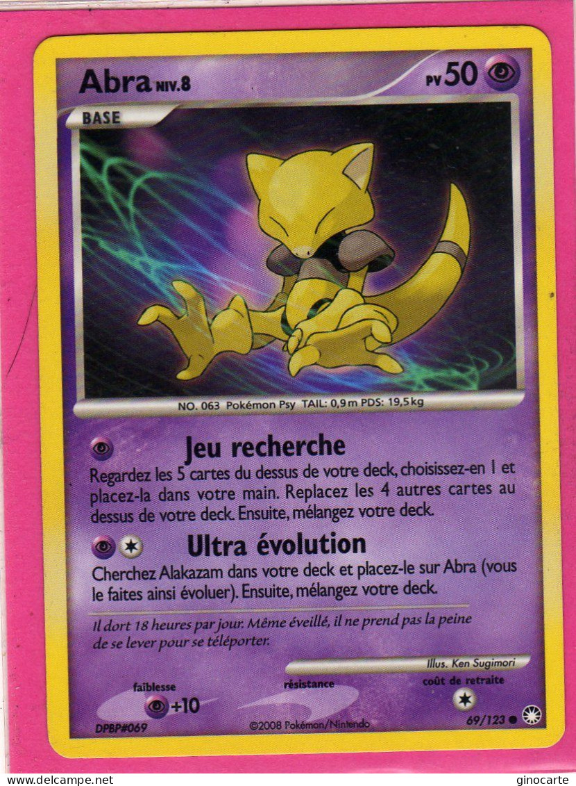 Carte Pokemon 2008 Diamant Et Perle Tresor Mysterieux 69/123 Abra 50pv Neuve - Diamante E Perla