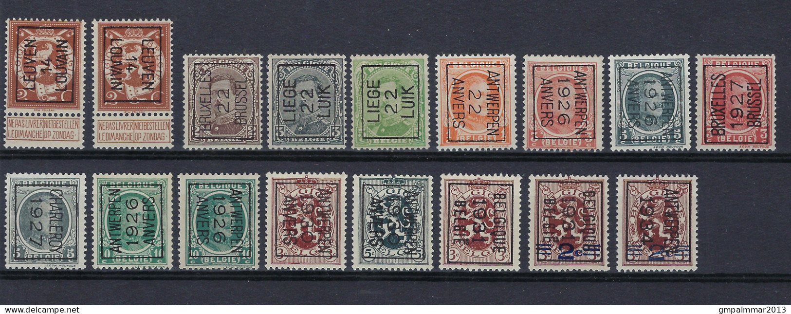 Lot TYPO Voorafgestempeld Met Uiterst ZELDZAME Excemplaren Zoals O.a. Nrs. 52 A + B (detail Zie Lijst Scan 2) ! LOT 208 - Otros & Sin Clasificación