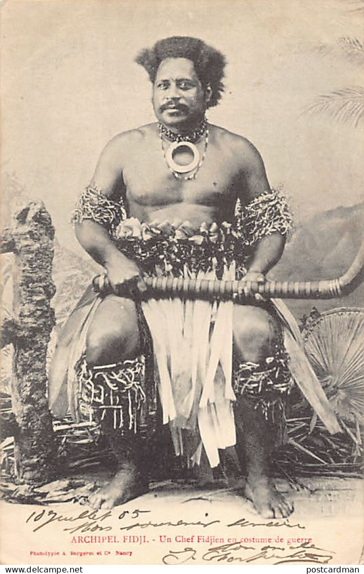 Fiji - A Fijian Chief In War Costume - Publ. A. Bergeret  - Fidji