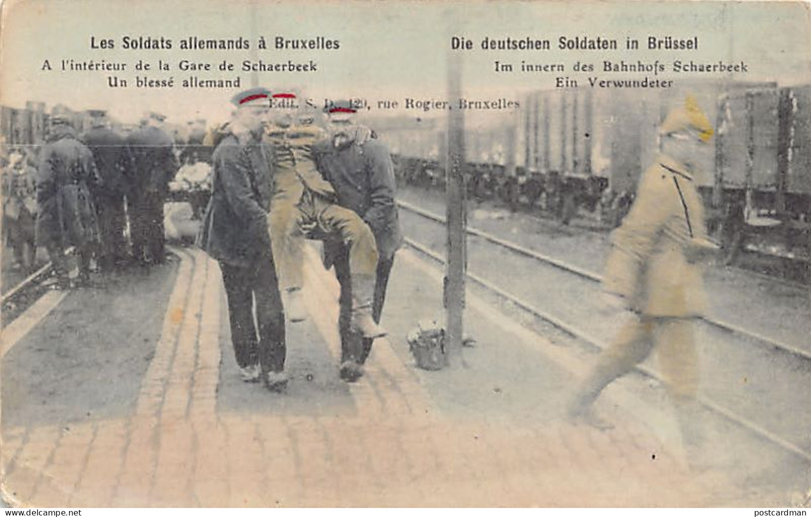Les Soldats Allemands à BRUXELLES (Brux. Cap.) A 'intérieur De La Gare De Schaerbeek - Un Blessé Allemand - Ed. S. D. - Schaerbeek - Schaarbeek