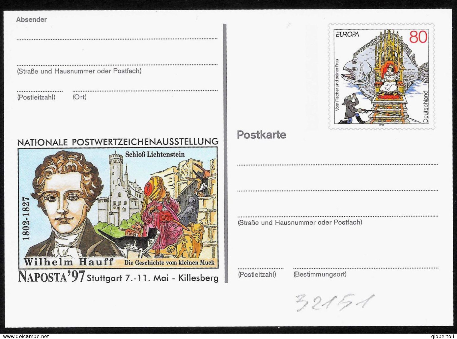 Germania/Germany/Allemagne: Intero, Stationery, Entier, Wilhelm Hauff, Europa CEPT - Schrijvers