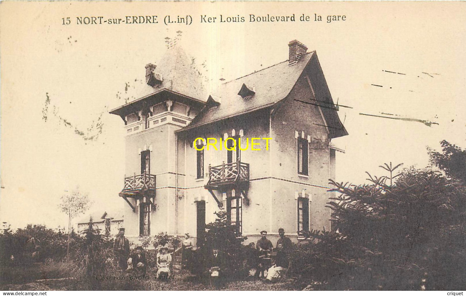 44 Nort Sur Erdre, Villa Ker Louis, Boulevard De La Gare, Famille Devant La Villa, Affranchie 1937 - Nort Sur Erdre