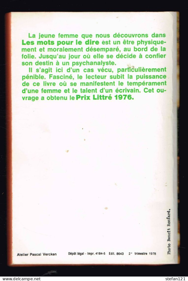 Les Mots Pour Le Dire - Marie Cardinal - 1975 - 350 Pages 16,5 X 11 Cm - Abenteuer