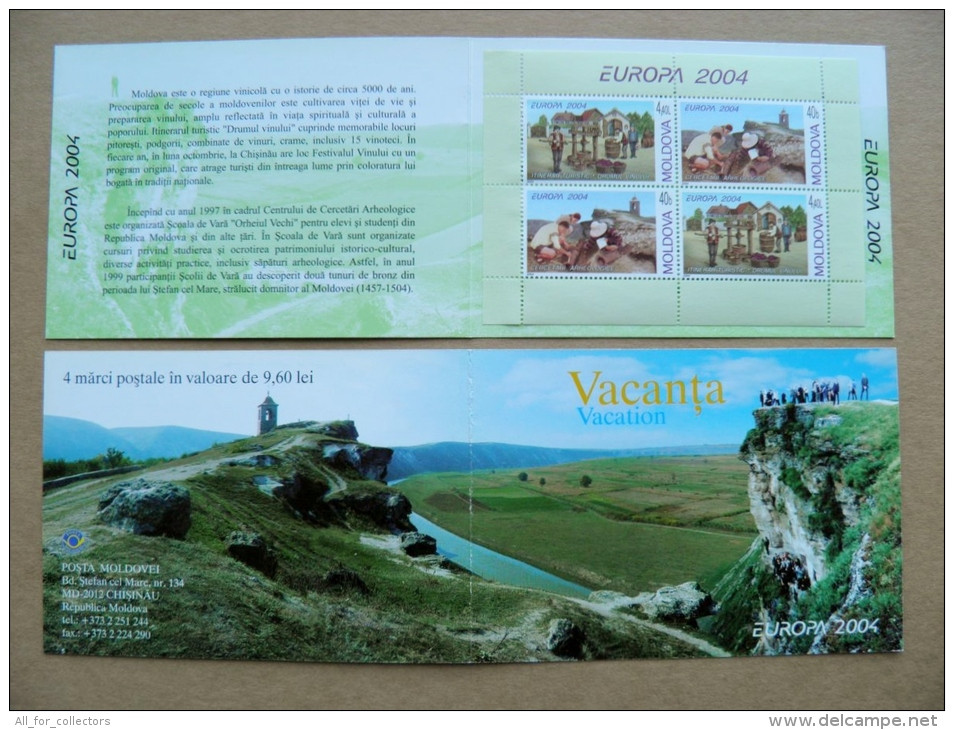 Sale! Booklet Europa Cept From Moldova 2004 Vacation Tourism Landscape Rock Wine Making Archeology - 2004
