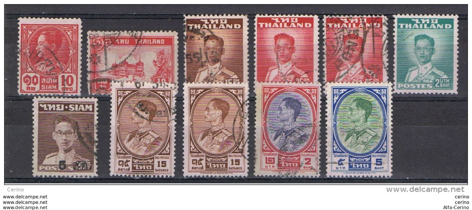 SIAM:  1928/62  LOT  11  USED  STAMPS  -  YV/TELL. 196//344 - Siam