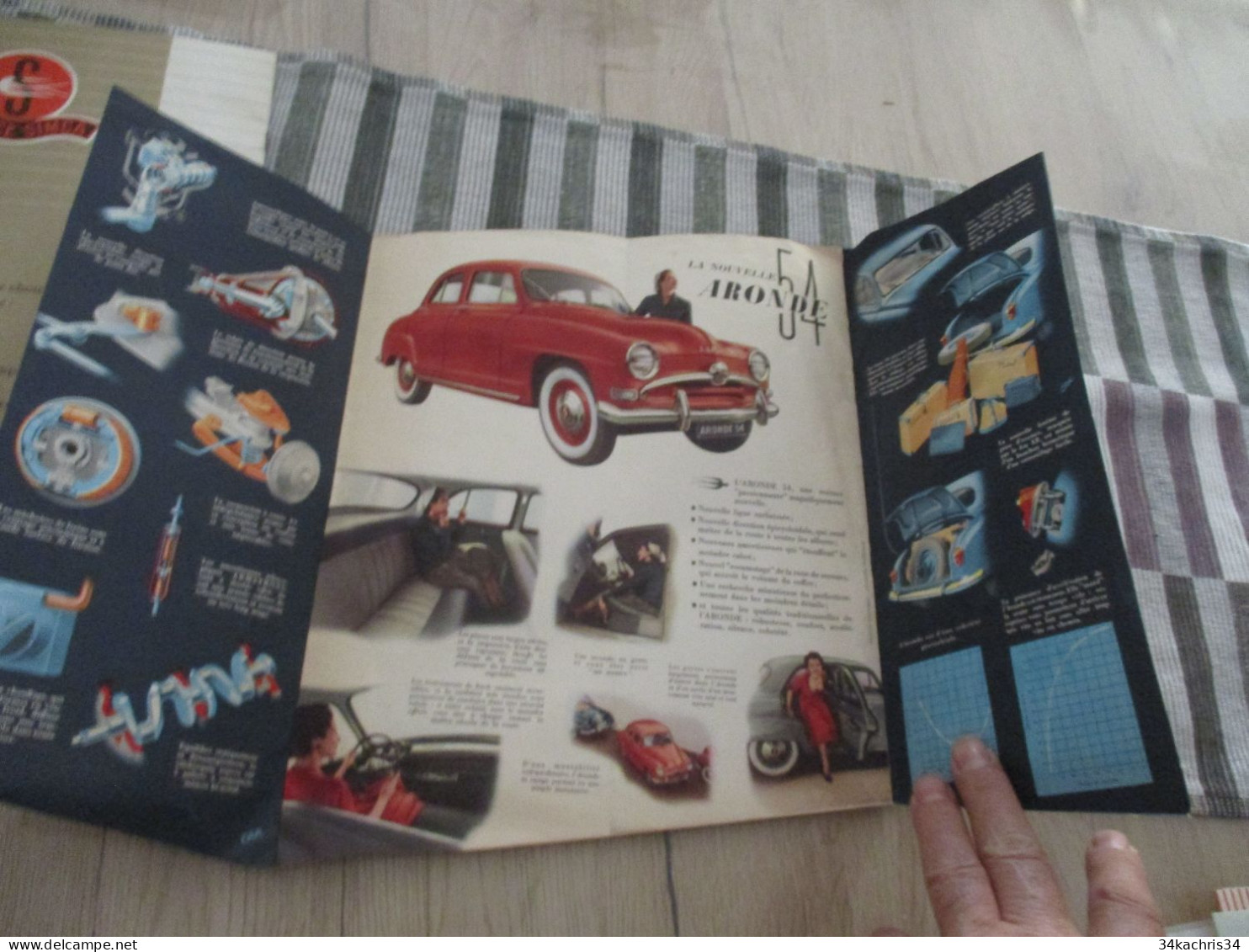 Pub Publicité Dépliante D'époque SIMCA Aronde 54 - Cars