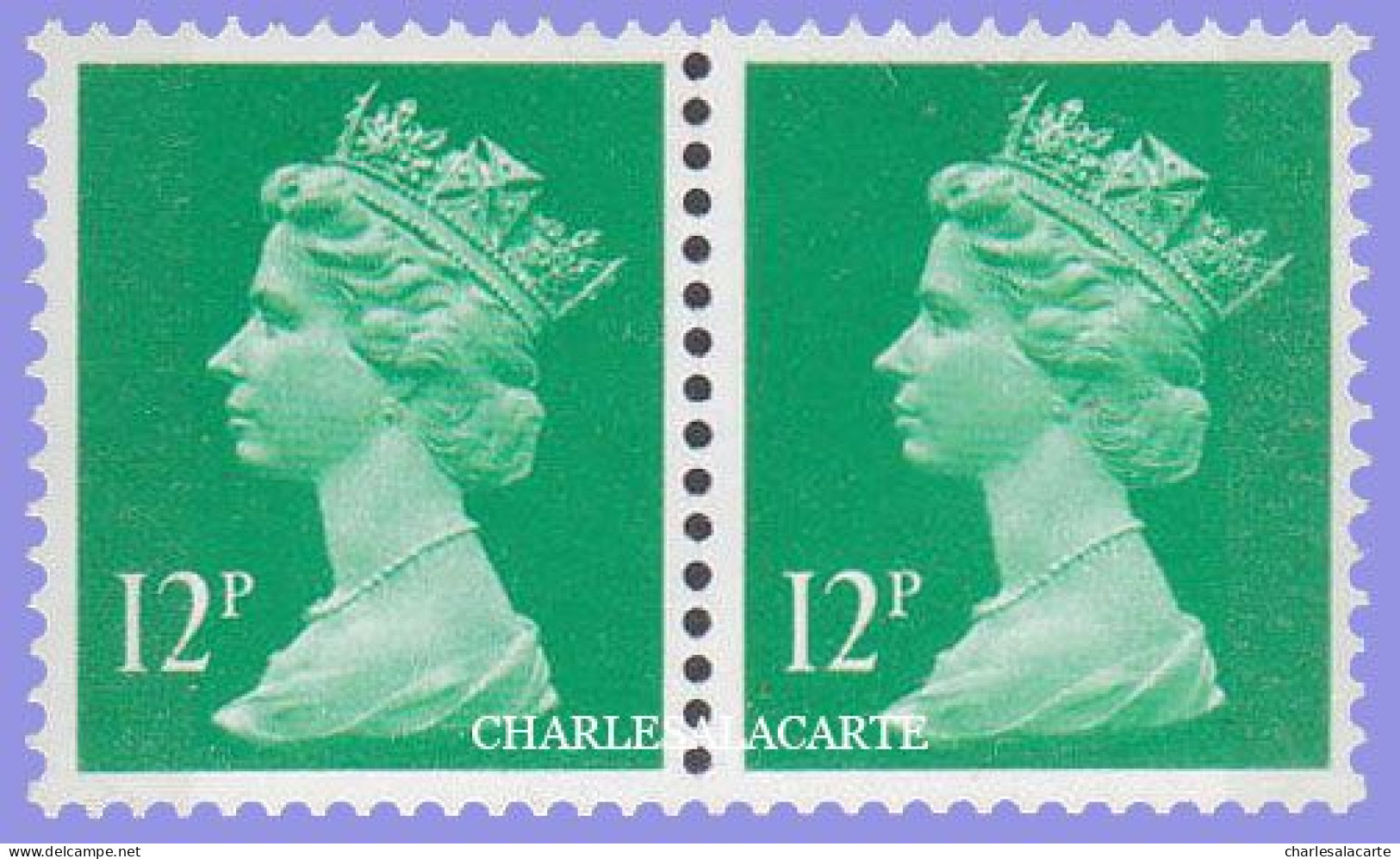 GREAT BRITAIN 1986  MACHIN  12p. PAIR LEFT BAND + RIGHT BAND  BRIGHT GREEN  S.G. X 897a/897   U.M. / N.S.C. - Machin-Ausgaben