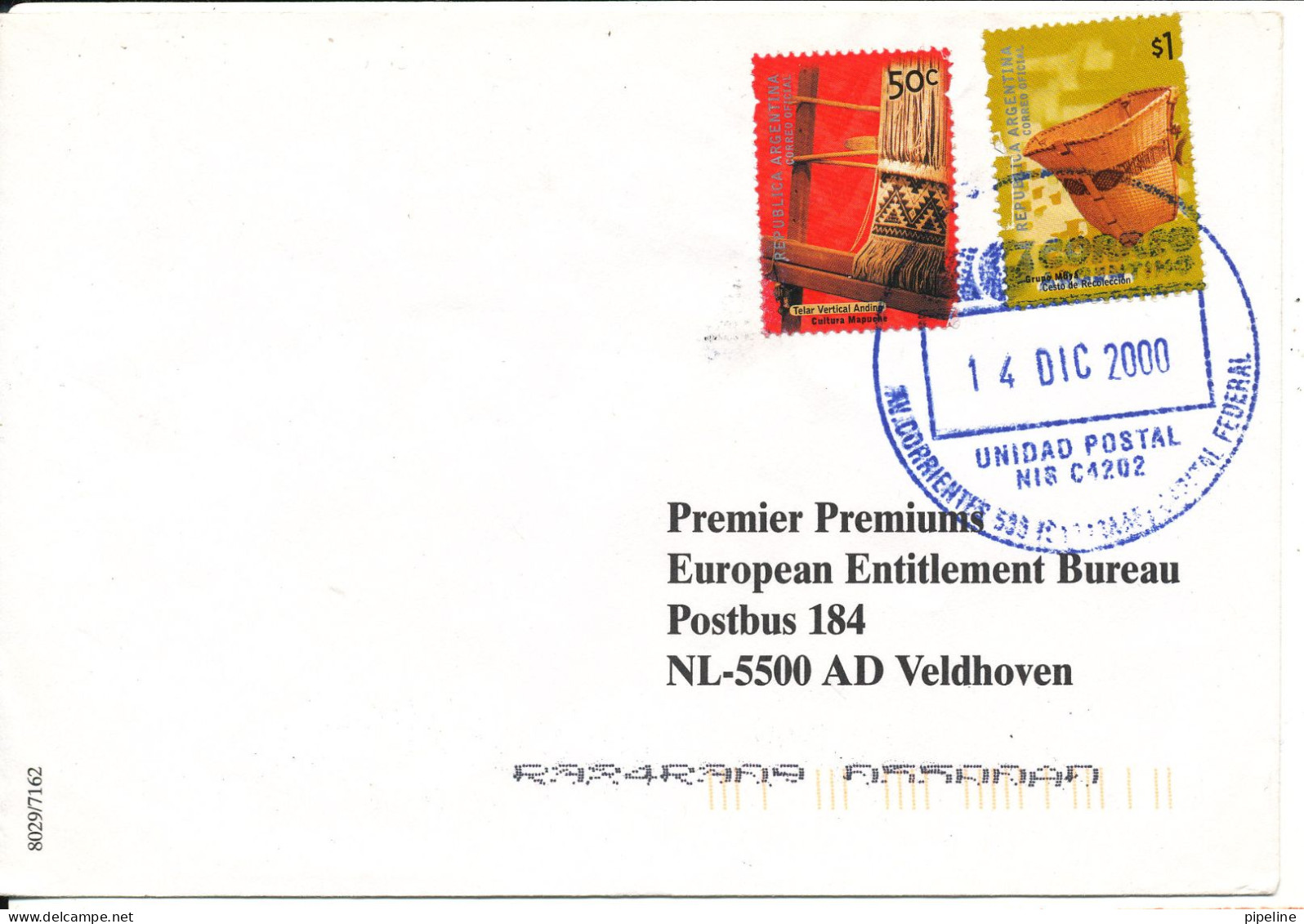 Argentina Cover Sent To Netherlands 14-12-2000 Topic Stamps - Brieven En Documenten