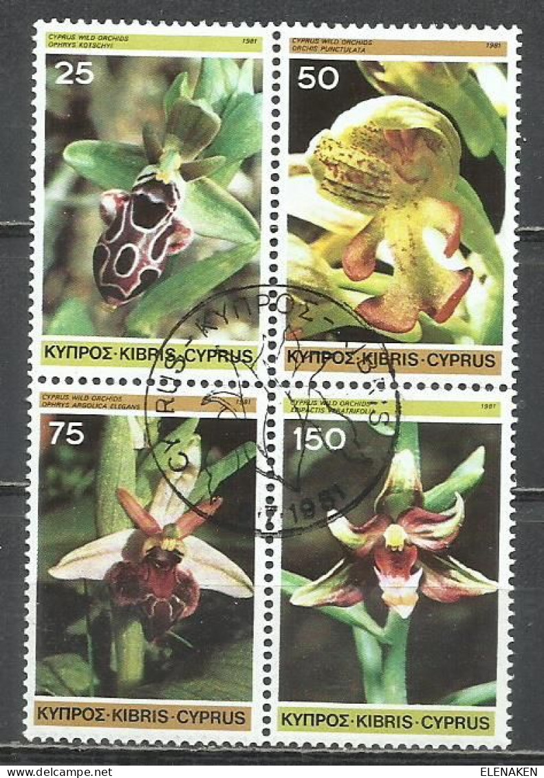 0618-SERIE COMPLETA CHIPRE 1981 Nº 547/550 FLORA BOTANICA FLORES ORQUIEDEAS - Used Stamps