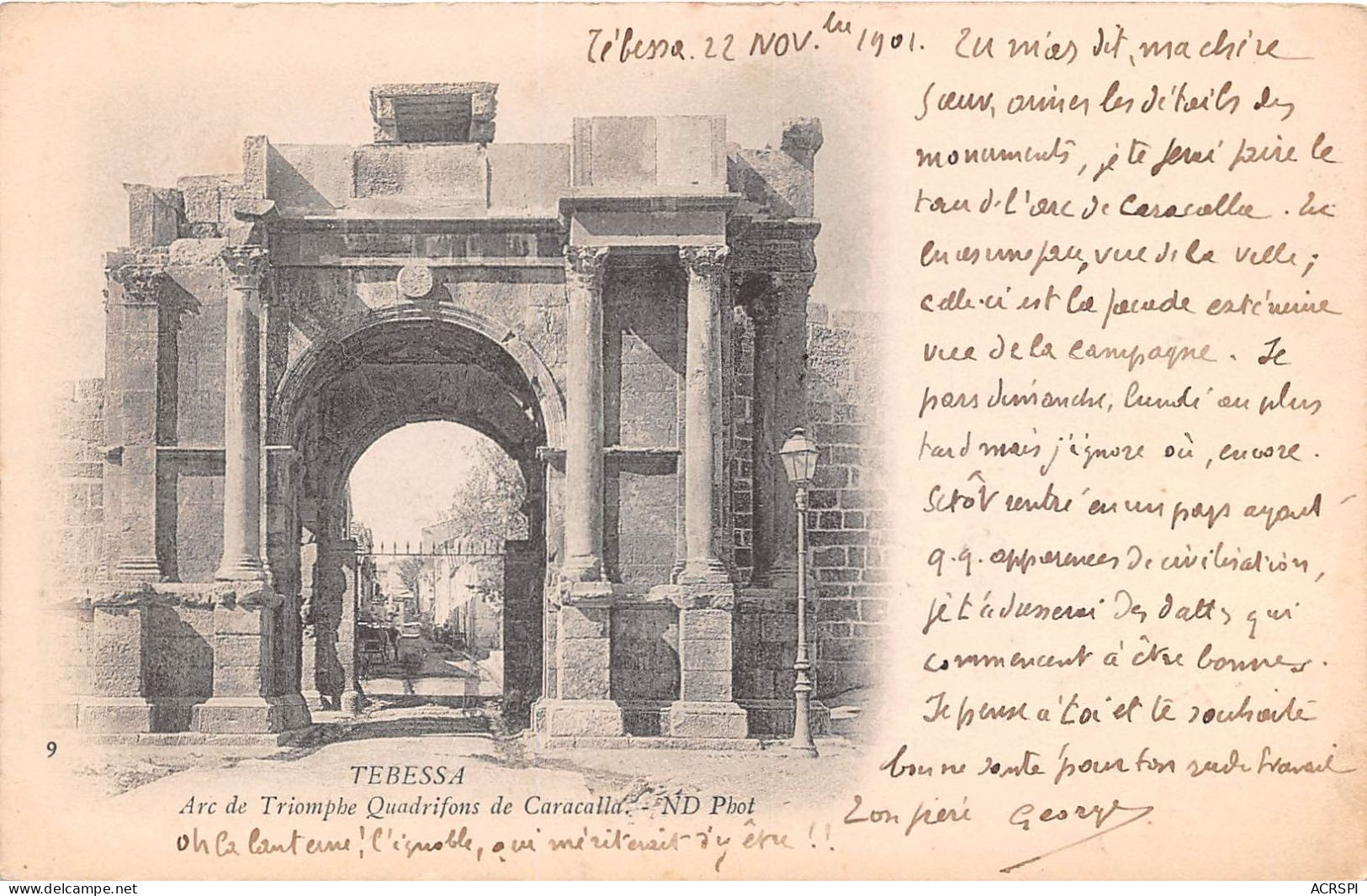 TEBESSA Arc De Triomphe Quadrifons De Caracalla  5(scan Recto-verso) MA489 - Tebessa