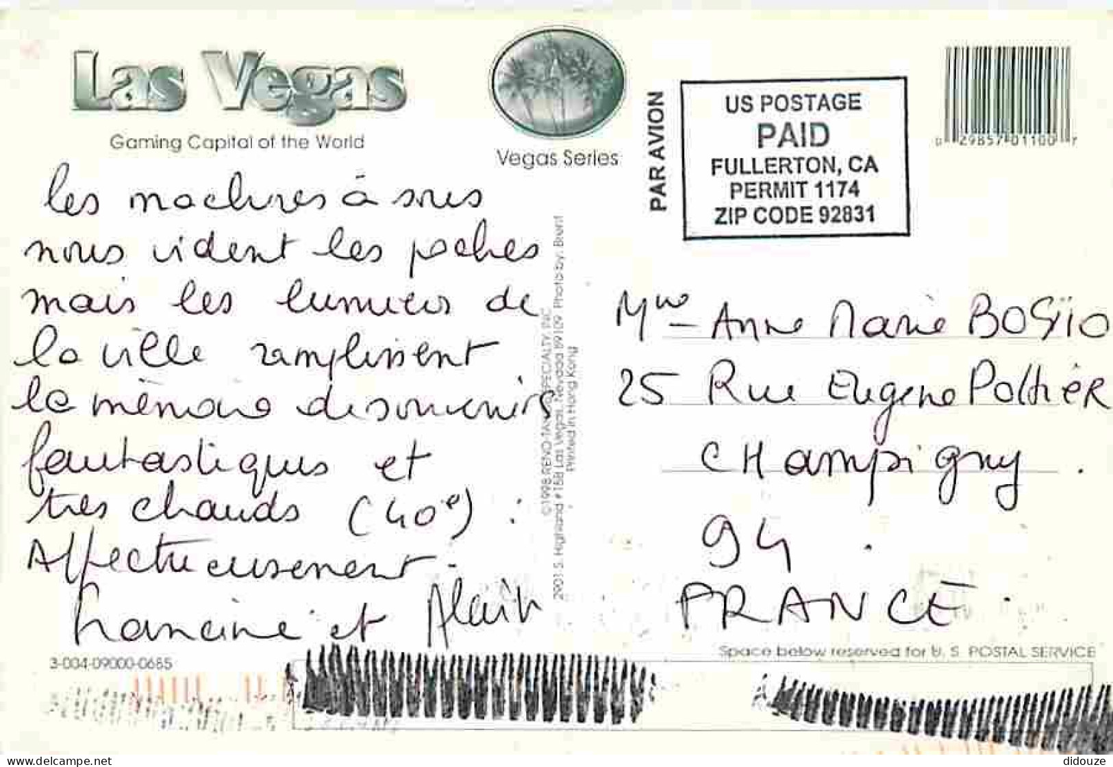 Etats Unis - Las Vegas - Gaming Capital Of The World - CPM - Voir Scans Recto-Verso - Las Vegas