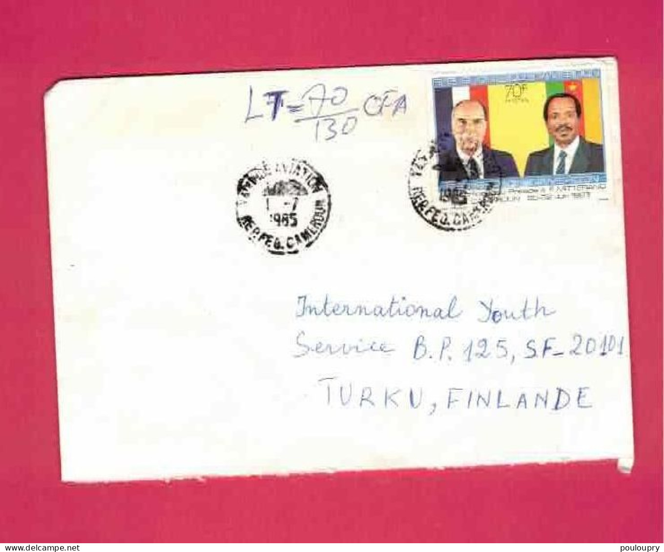 Lettre De 1985 Pour La Finlande - YT N° 760 - Présidents - Miterand - Kamerun (1960-...)