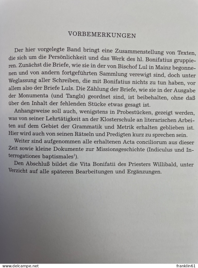 [Briefe] ; Briefe des Bonifatius; Willibalds Leben des Bonifatius; Nebst einigen zeitgenössischen Dokumenten.
