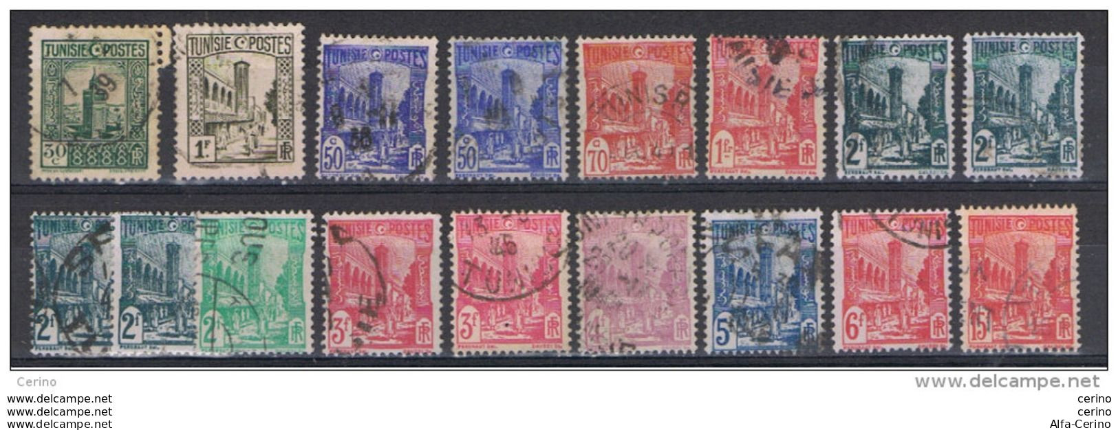 TUNISIA:  1931/49  DEFINITIVA  -  LOTTICINO  17  VAL. US. -  YV/TELL. 169//293 A - Gebraucht