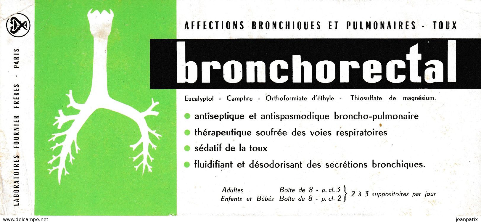 BUVARD & BLOTTER - Pharmacie - BRONCHORECTAL Poumon - Laboratoires Fournier Paris - Drogisterij En Apotheek