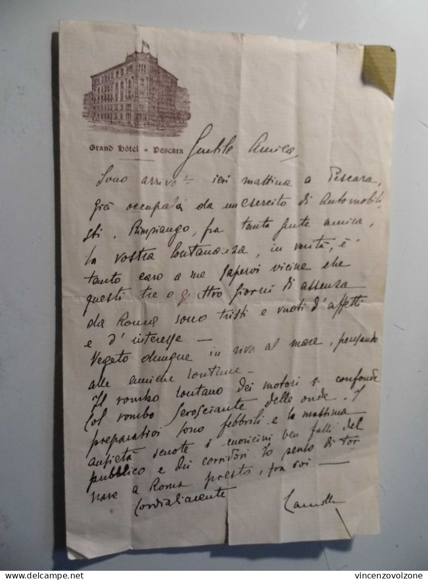 Lettera Manoscritta "GRAND HOTEL PESCARA" Anni 1930 - Manuscripts