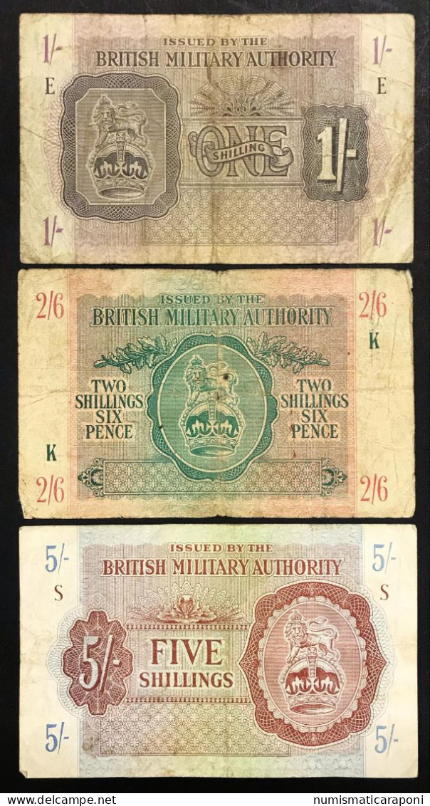 BMA 1 + 2/6 + 5 Shillings. BRITISH MILITARY AUTHORITY 1943 LOTTO 668 - Allied Occupation WWII