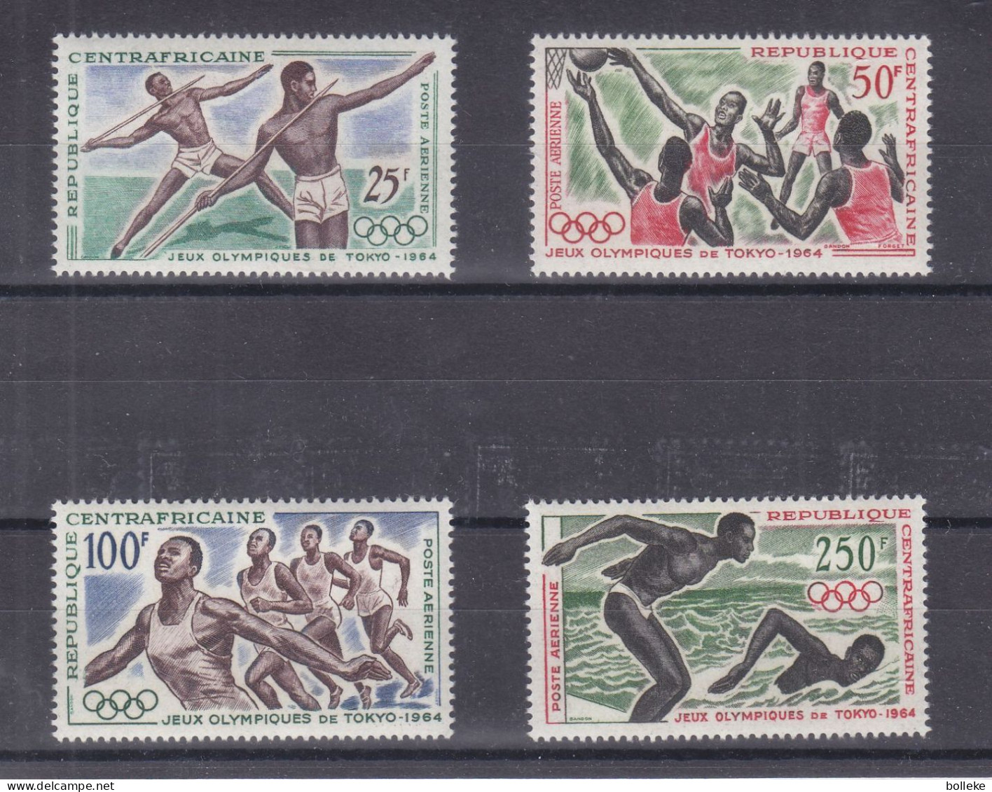 Jeux Olympiques - Tokyo 64 - Centreafricaine - Yvert PA 22 / 5 ** - Javelot - Basket - Natation - Valeur 12,00 Euros - Verano 1964: Tokio