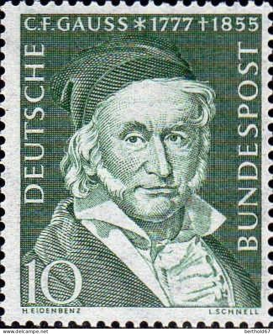RFA Poste N** Yv:  80 Mi:204 Carl Friedrich Gauss Astronome & Mathématicien (Thème) - Astronomie