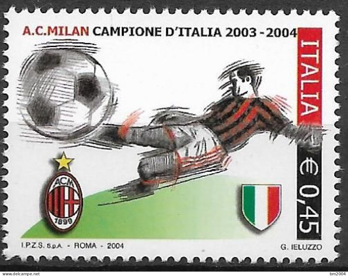 2004 Italien  Mi. 2976 **MNH  Gewinn Der Italienischen Fußballmeisterschaft 2003/2004 Durch Den AC Mailand - 2001-10: Ungebraucht