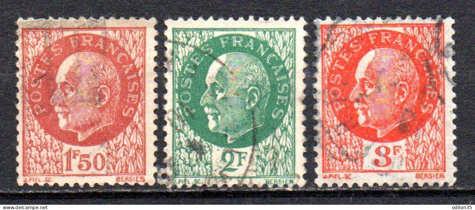 FRANCE, 1941, Y&T N° 517-518, 521, Pétain Type Bersier - Used Stamps