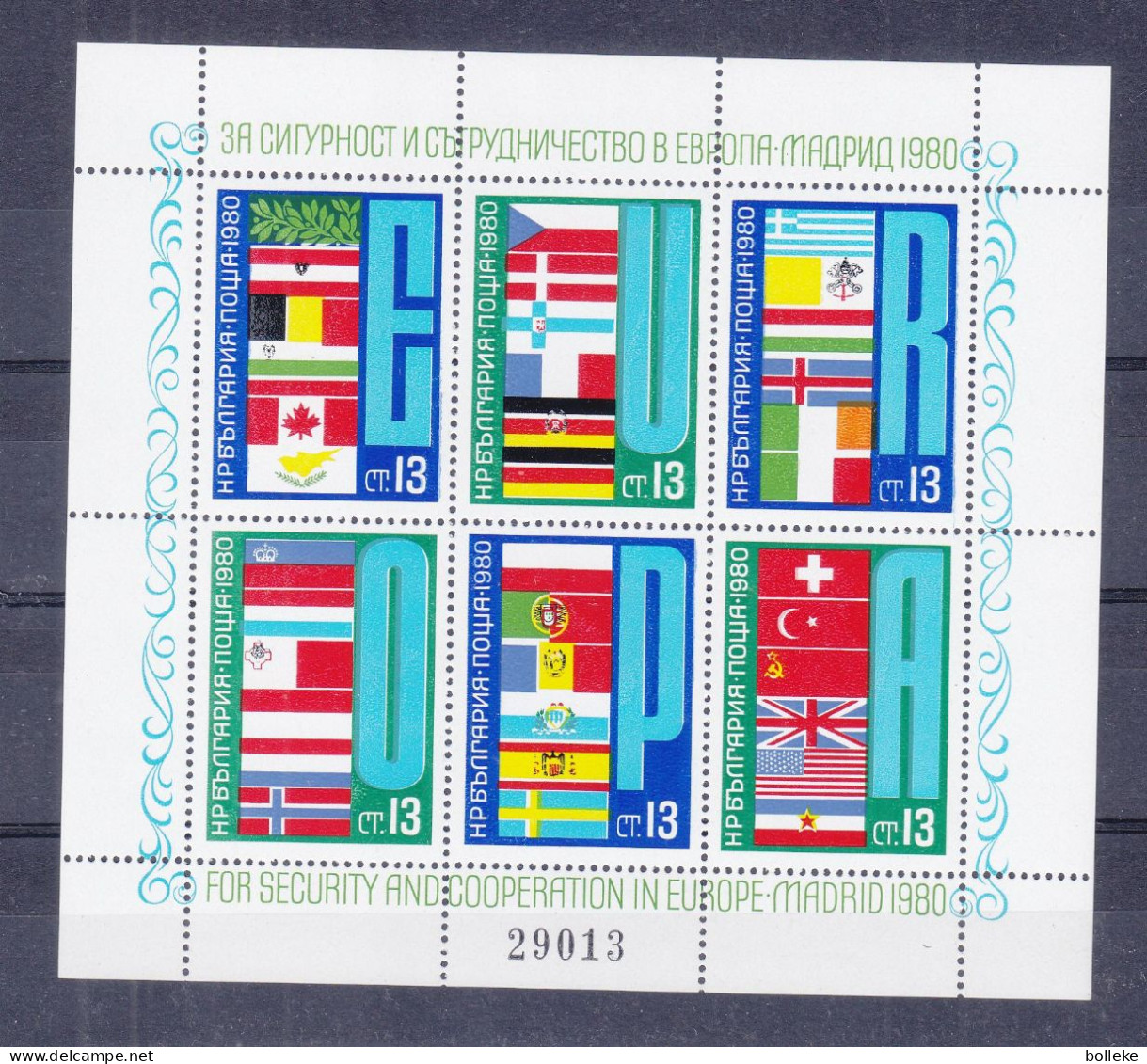 Bulgarie - Drapeaux - Yvert 91 A ** - Idées Européennes - Valeur 75 Euros - - Timbres