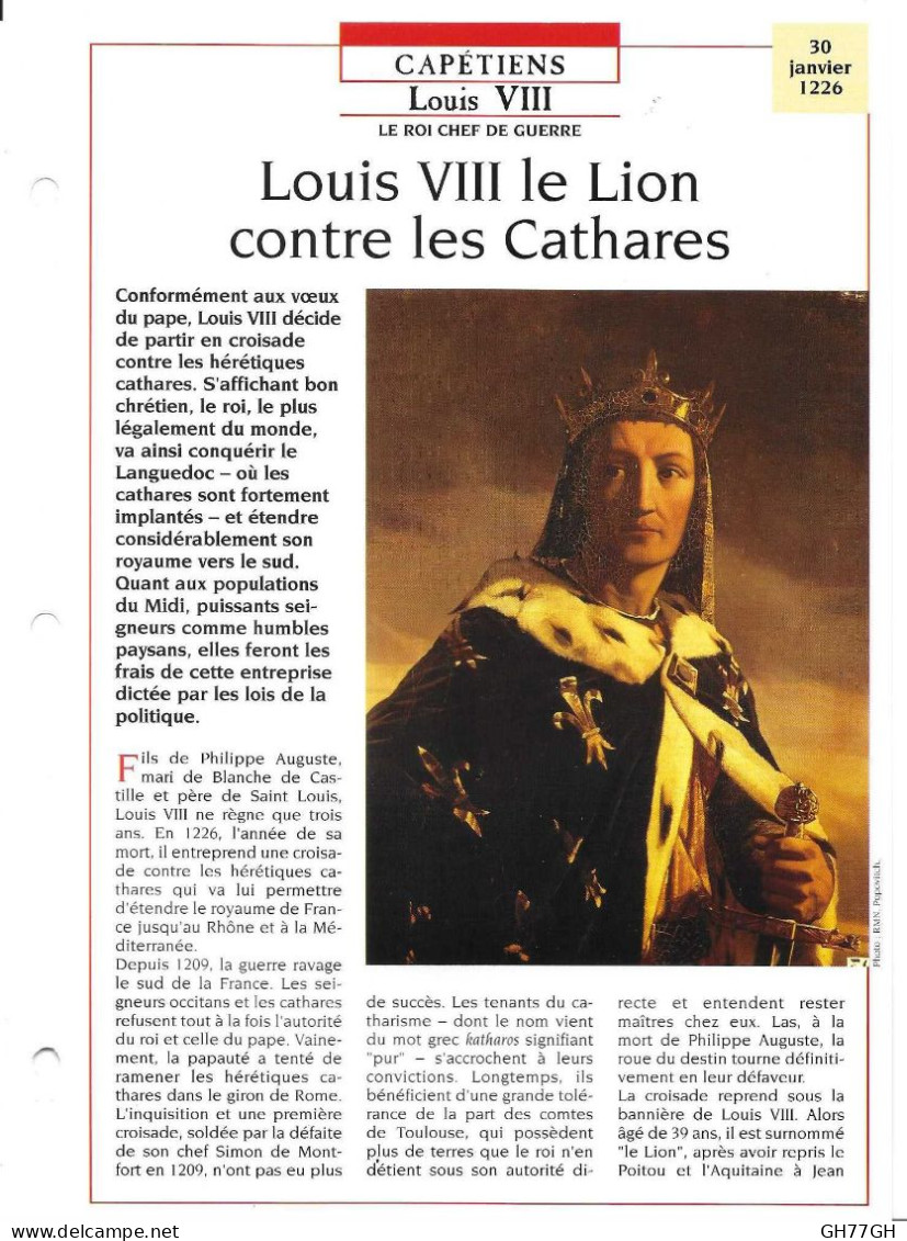 FICHE ATLAS: LOUIS VIII LE LION CONTRE LES CATHARES -CAPETIENS - Geschiedenis