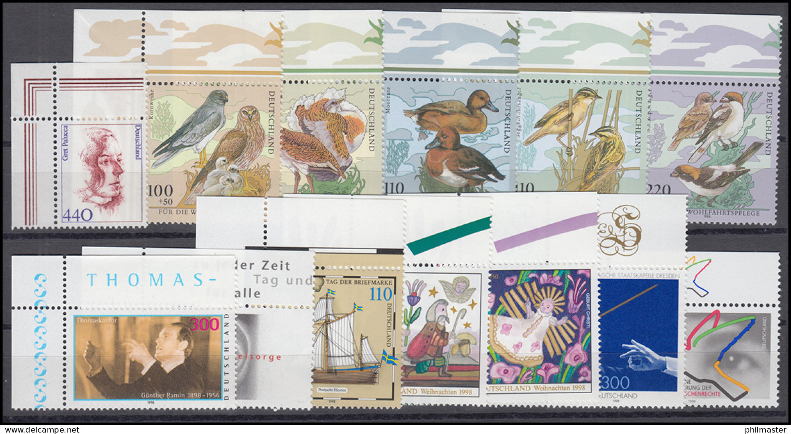 1965-2026 Bund-Jahrgang 1998 Kpl. Ecken Oben Links ** Postfrisch - Collections Annuelles