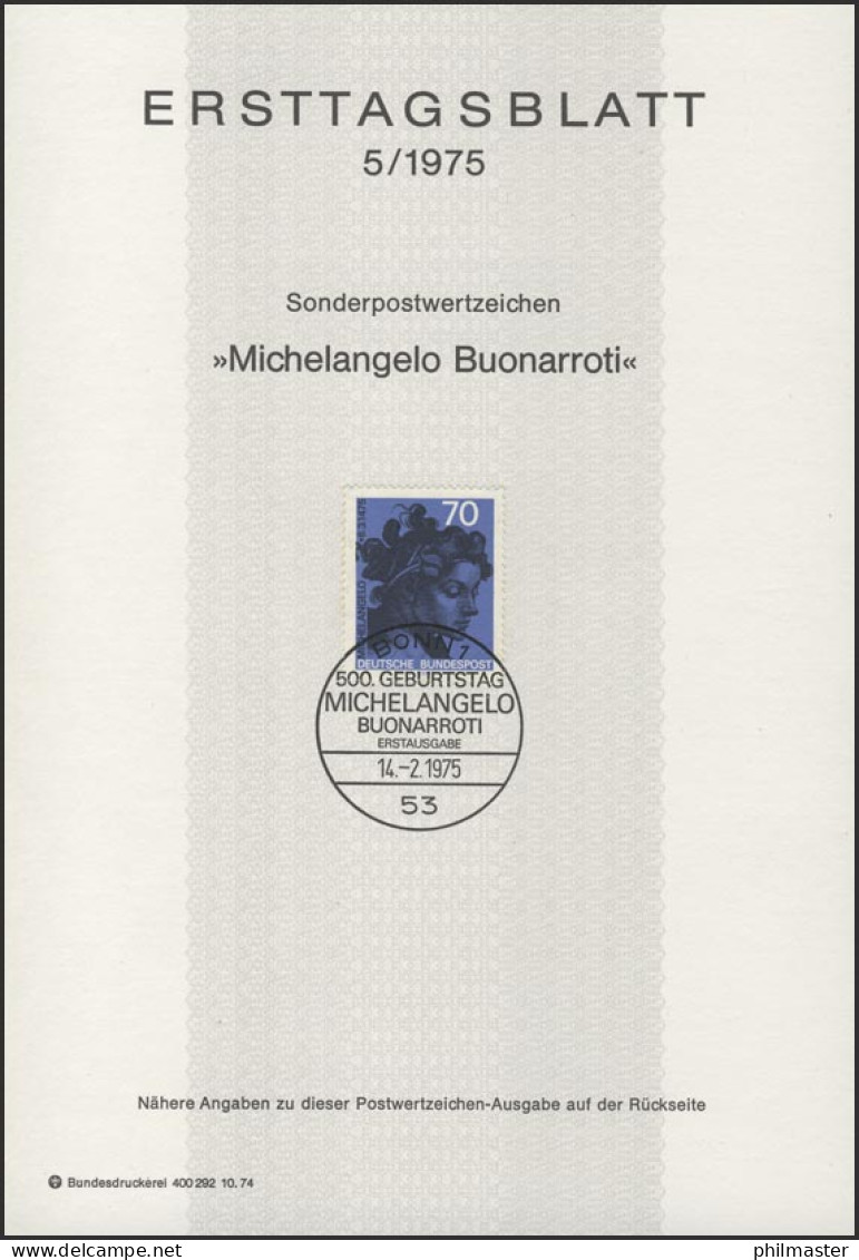 ETB 05/1975 Michelangelo, Bildhauer, Maler - 1974-1980
