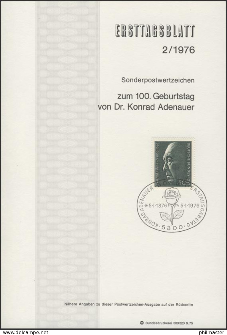 ETB 02/1976 Konrad Adenauer, Kanzler - 1974-1980