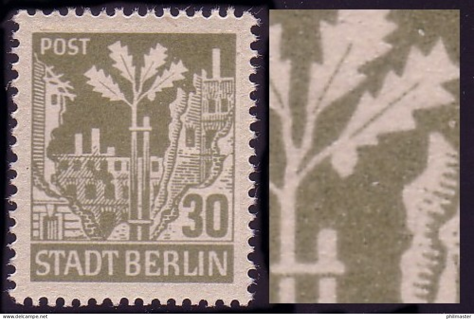 7 A Mit PLF I: Eichel Am Rechten Blatt, Feld 10 / A II, Postfrisch ** - Berlijn & Brandenburg